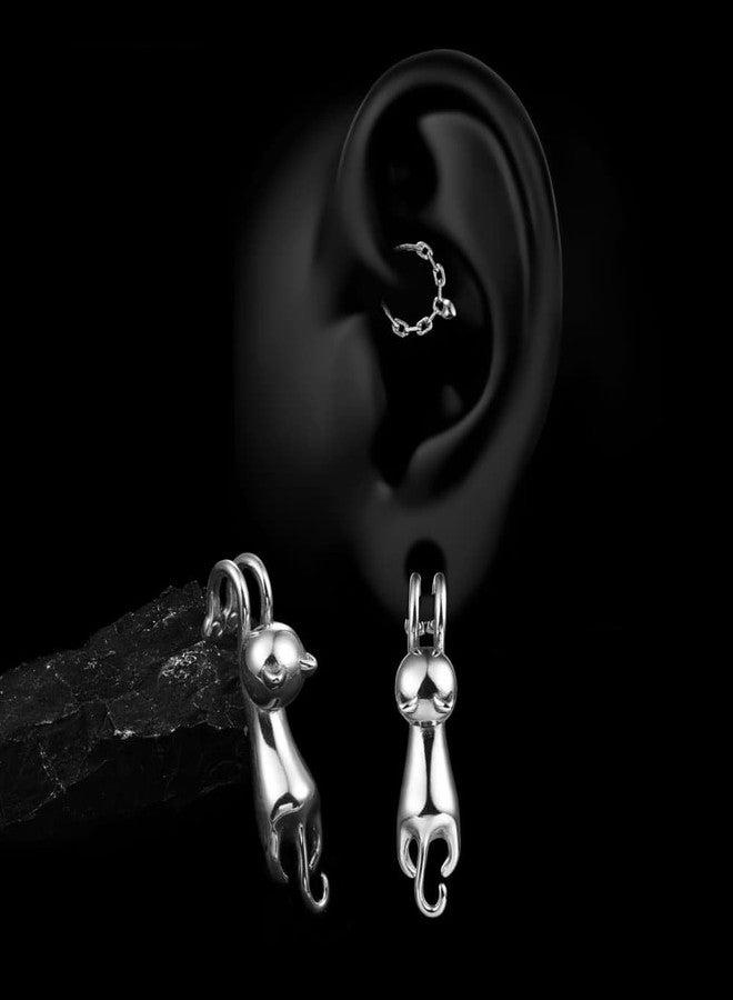 Earblity 1 Pair ear weight Cute Cat Dangle gauges for ear lobe 2g(6mm) Dangle Ear Tunnels Plugs 316 Stainless Steel silver Ear Weight Plugs Hypoallergenic expander Piercing Body Jewelry - Image 5